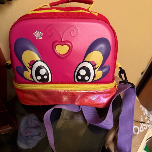 Insulated kids lunch bag like new, pink and purple