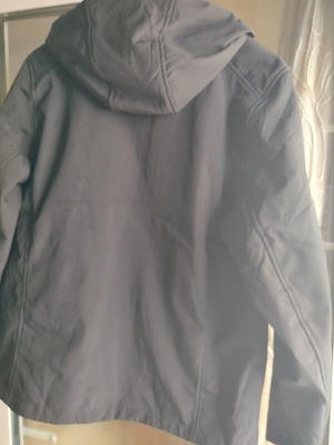 Men's jacket with fleece lining and hood, like new, black, size S