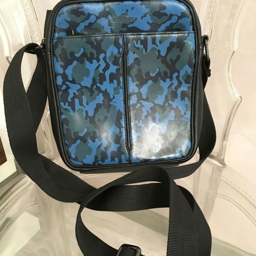 Silver Frame men bag leather like new, black and blue