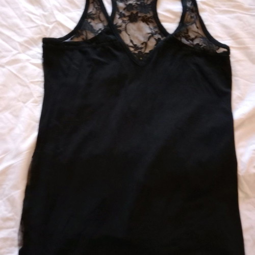 Helios black sleeveless top with lace back used, size XL