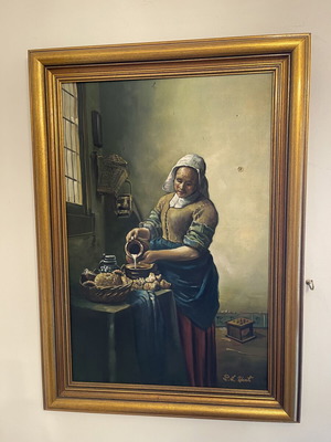 The Milkmaid Oil Painting on Canvas like new, framed