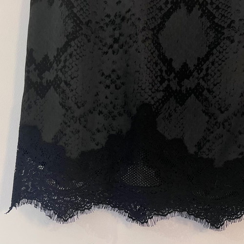 Lauren Vidal short skirt with snake skin pattern and lace trim