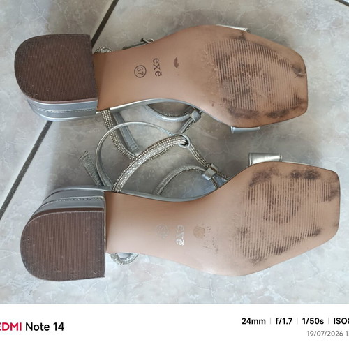 Exe silver leather sandals size 37 like new