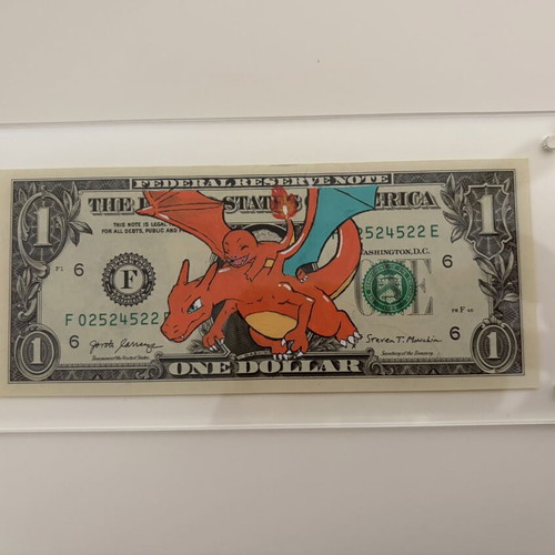 Charizard Pokemon series art dollar bill