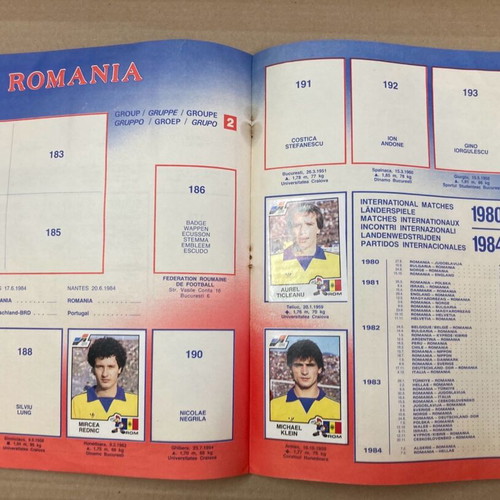 Panini 1984 UEFA EURO 84 Album used, 70 of 258 stickers completed
