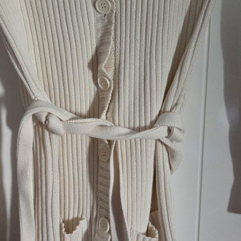 Zara women's long knitted cardigan like new, white, size L