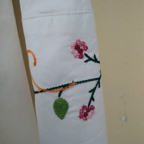 Flavio Castellani women's shirt used, white with floral patterns