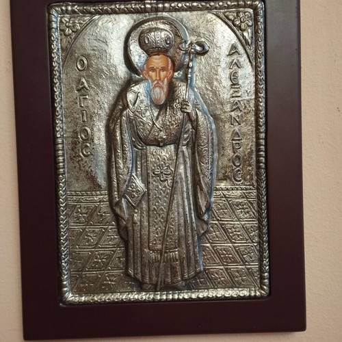Orthodox silver icon of Saint Alexandros like new