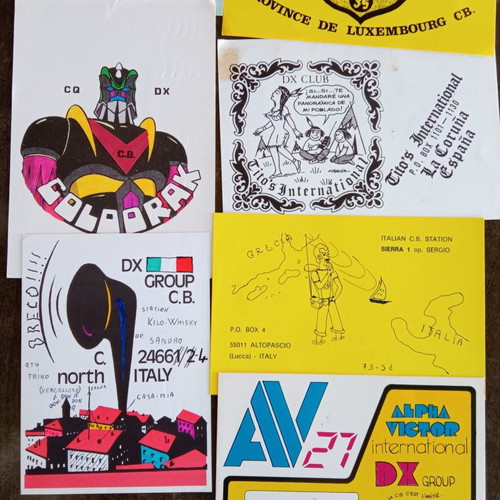 QSL cards used, collection of radio pirates and postcards