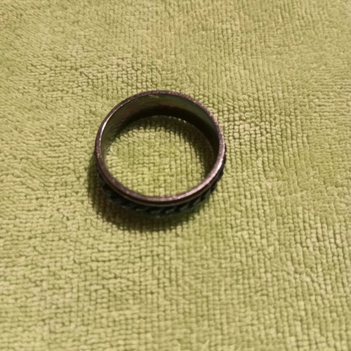 Men's modern ring used, steel with blue chain detail