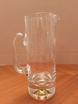 Krosno Poland vintage handmade glass pitcher with bubble base