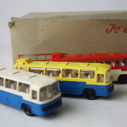 Joy Toy No 51 Mercedes Benz λεωφορεία vintage 70's, σετ 3 τεμαχίων, καινούργια