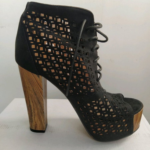 Peep toe black suede perforated boot Vera Blum new, size 40