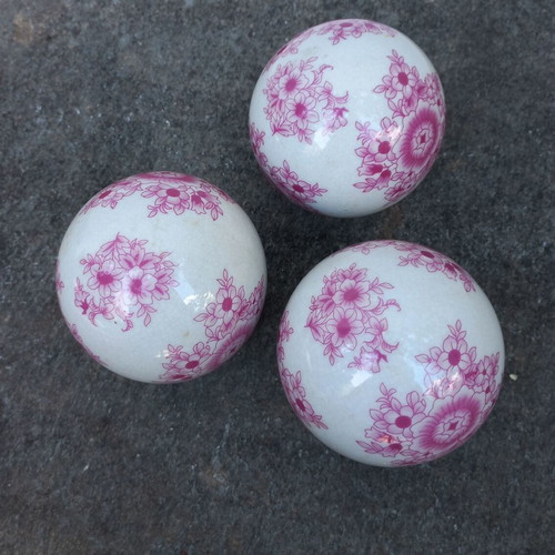 Vintage Japanese porcelain decorative spheres set pink floral
