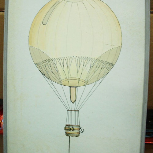 Sfairiko Aerostato painted educational vintage wall art used 61x41cm