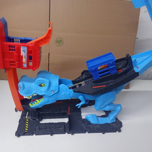 Hot Wheels City T-Rex Chomp Down racetrack HKX42 with 5 toy cars