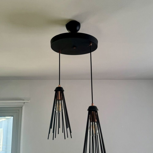 Ceiling lights black metal set of two like new