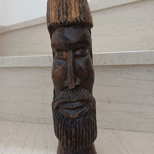 Traditional wooden carved bust of Africa