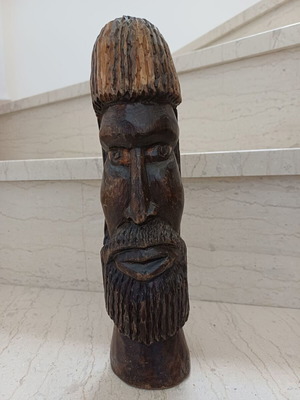 Traditional wooden carved bust of Africa