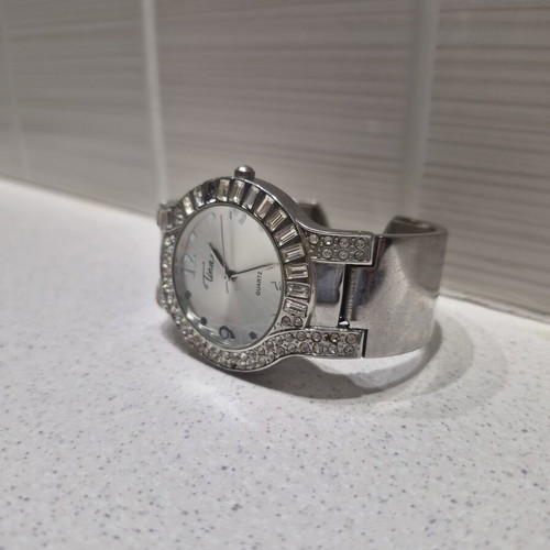 Tina Quartz Japan wristwatch used, stainless steel, silver