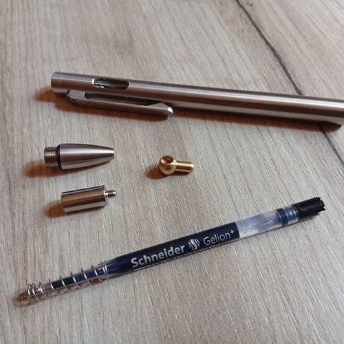 Titanium pen with lever, like new, Schneider Gelion g2 refill 0.5mm