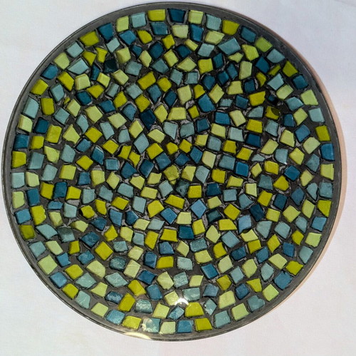 Handmade Decorative Mosaic Tray (Glass & Faience), 28cm diameter