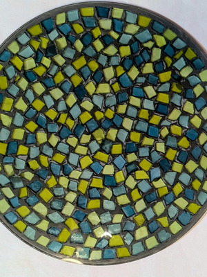 Handmade Decorative Mosaic Tray (Glass & Faience), 28cm diameter