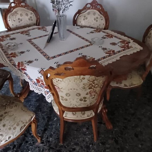 Classic Dining & Living Room Set (Solid Wood / Carved) – Excellent Condition