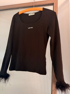 Miu Miu long sleeve black cotton blouse used