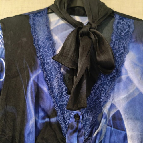 Class Roberto Cavalli Silk Women's Bodysuit S/M new, black and blue