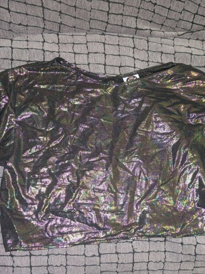 Metallic top em's the label used, size S/M, purple