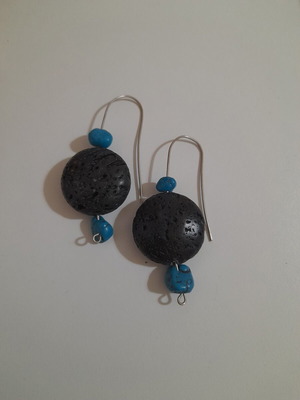 Handmade earrings new with silver, turquoise and lava stones
