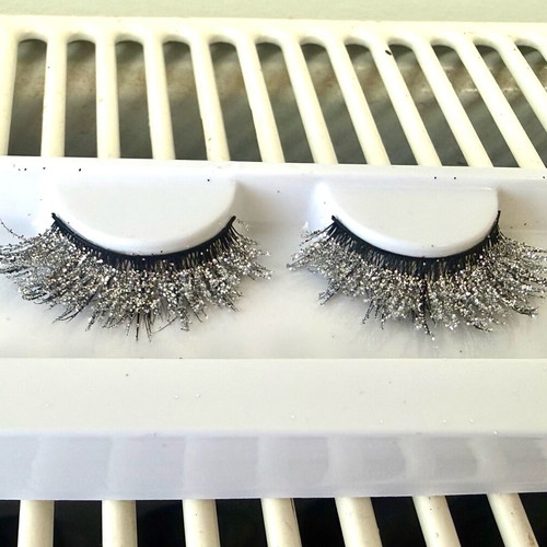 Glitter silver false mink lashes 3D brand new