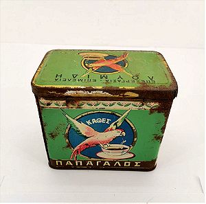 Κουτί μεταλλικό Λουμίδης Παπαγάλος εποχής 1950