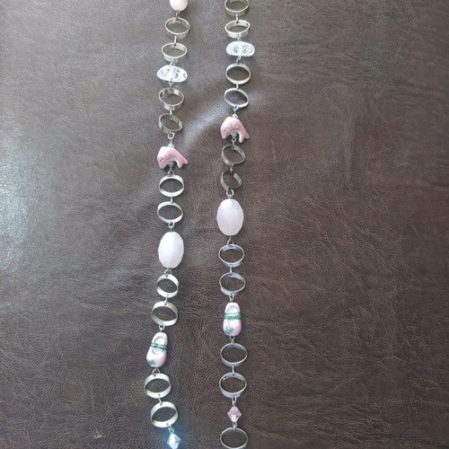 Necklace long pink with ceramic beads new