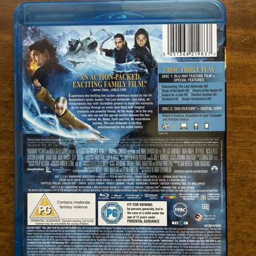 The Last Airbender Blu-ray and DVD like new, English subtitles