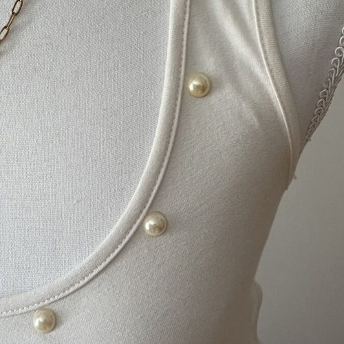 Maxi dress white size M new with pearl details
