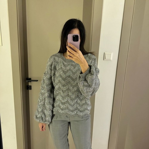Gigi pullover used, gray with silver stripes, One Size