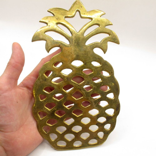 Vintage brass pineapple trivet 1970s 20.3 cm