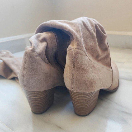 Suede boots over the knee, like new, beige, size 41