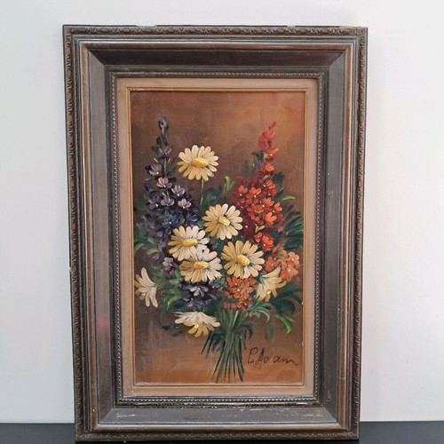Flower painting used, signed, 70x50 cm