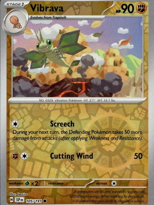 Pokemon Vibrava 105/191 Reverse Holo collectible card new