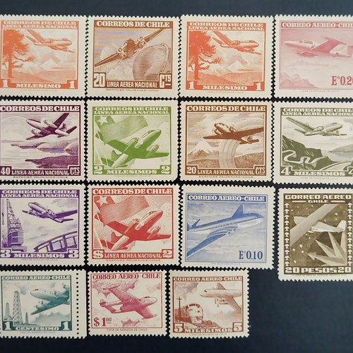 Chile airmail stamps, mint condition, lot