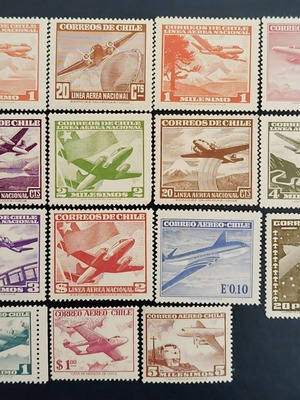 Chile airmail stamps, mint condition, lot