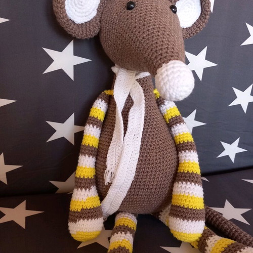 Knitted doll mouse new, 52cm, cotton yarn