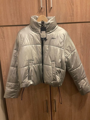 Reebok puffer jacket new, silver, size S