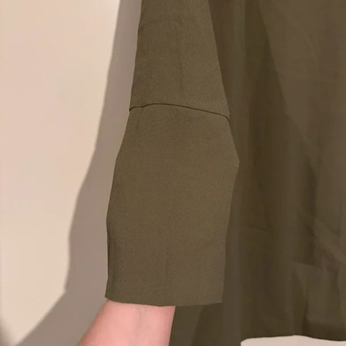 H&M khaki green shirt dress with zip collar, size 36/S