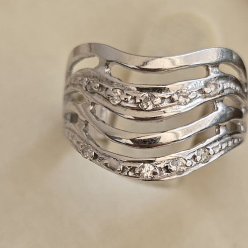 White gold 585 Cleopatra ring with zircon, size 56