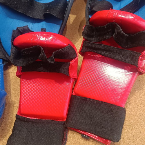 Olympus Sport Kids Karate and Taekwondo Shin Guards and Gloves Set used