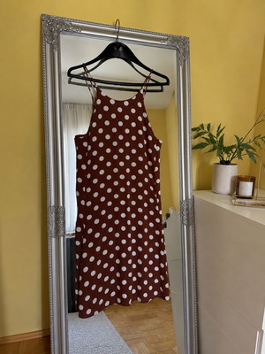 Zara mini dress with polka dots like new, brown, size XS